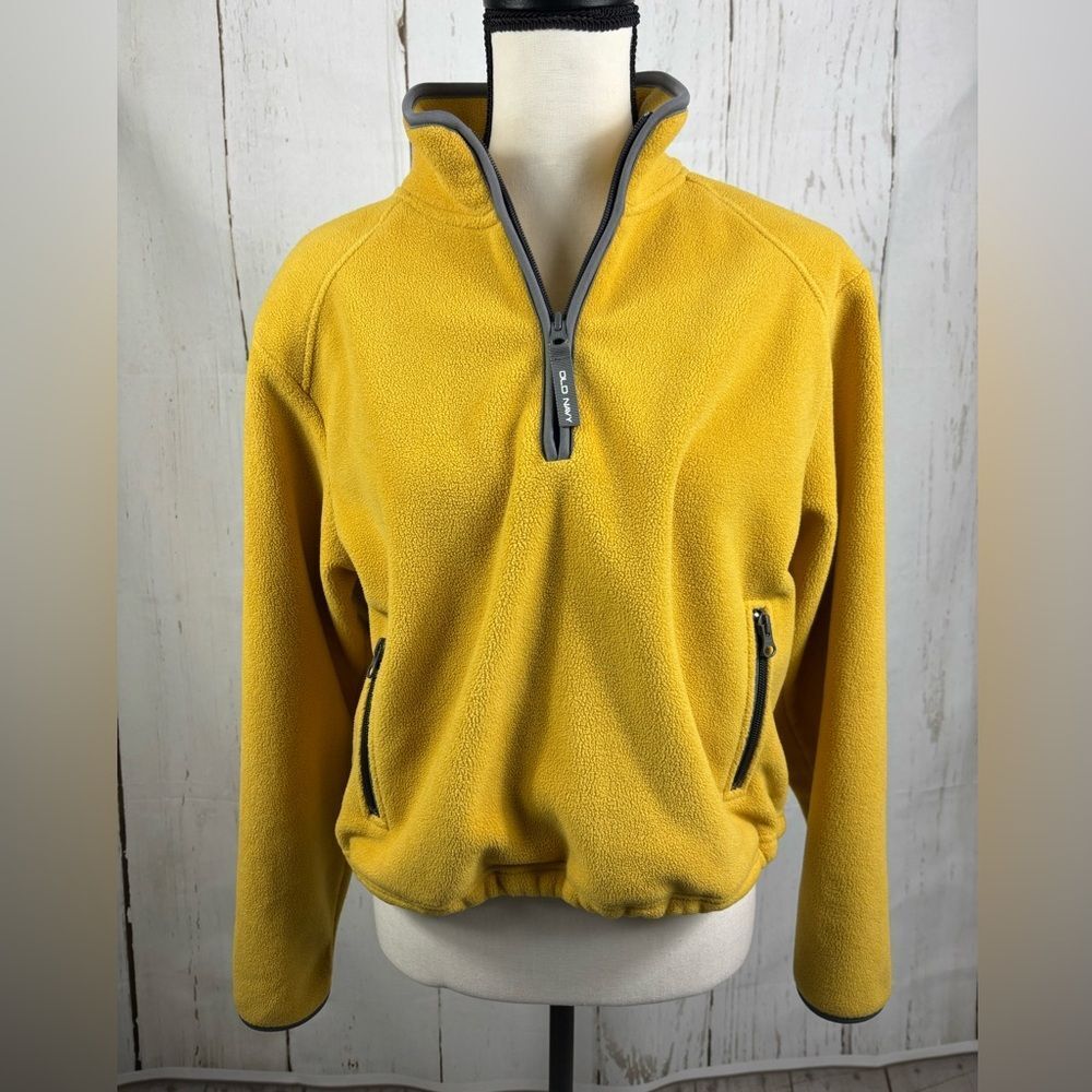 Old Navy '94 Half Zip Thick Fleece Cropped Pullover in Honey Mustard - Picture 1 of 7